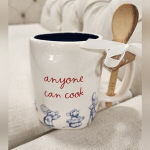 Rae Dunn Ratatouille Anyone Can Cook Mug with Spoon - White and Blue